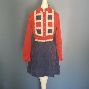 Vintage rockabilly mod polka dot open front dress